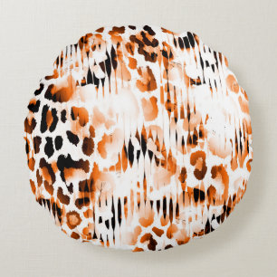 African Animal Prints. Vintage Natural Pattern. Bl Round Pillow