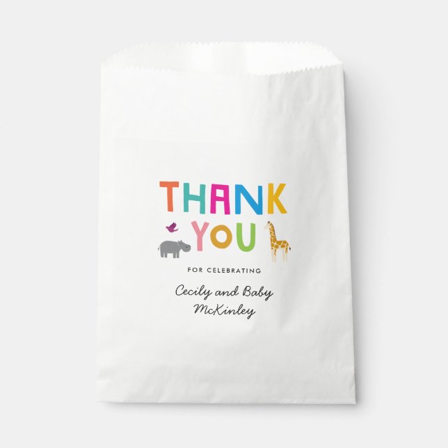 African Animal Safari Baby Shower Favor Bag (Front)