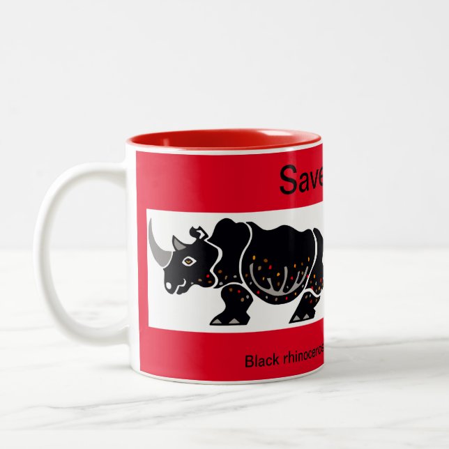  African animal - Save RHINOS - Wildlife -  Two-Tone Coffee Mug (Left)