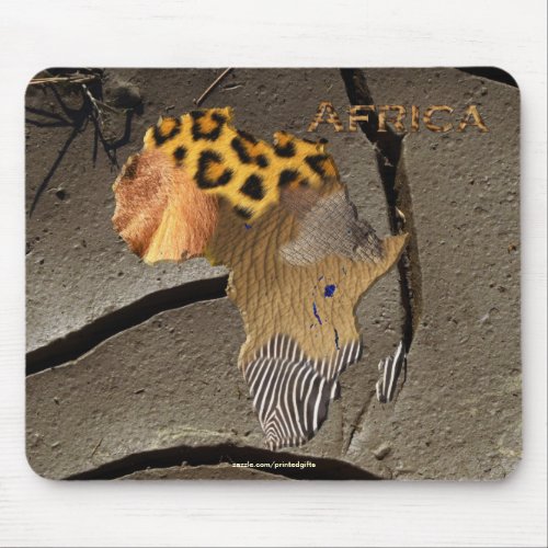 African Animal Texture Map of AFRICA Wildlife Mouse Pad