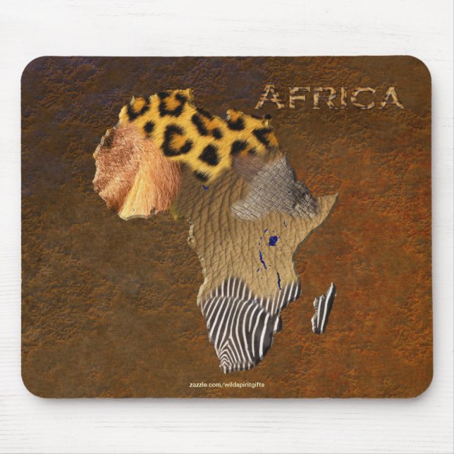 African Animal Texture Map of AFRICA Wildlife Mouse Pad (Front)