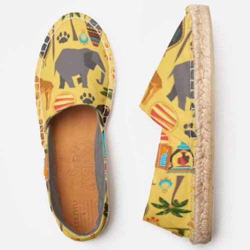 African Animals and Objects Pattern Espadrilles