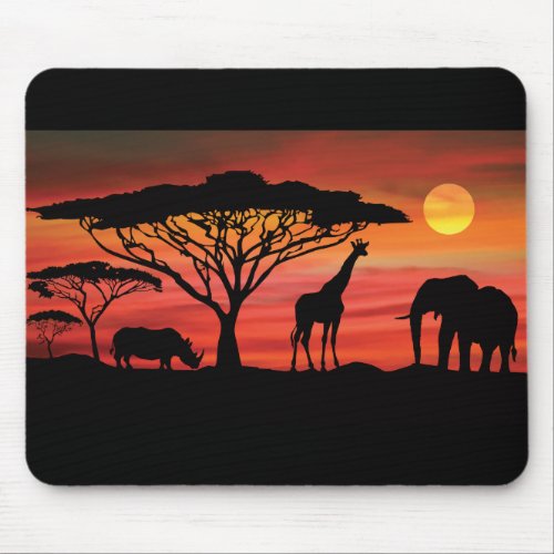 African_Animals_and_Sunset Mouse Pad