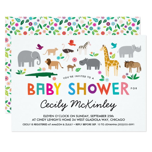 African Animals Baby Shower Invitation