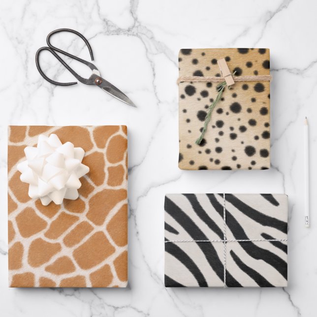 African Animals Collection Realistic Animal Print Wrapping Paper Sheets (Front)