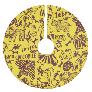 African Animals: Cultural Seamless Pattern. Brushed Polyester Tree Skirt