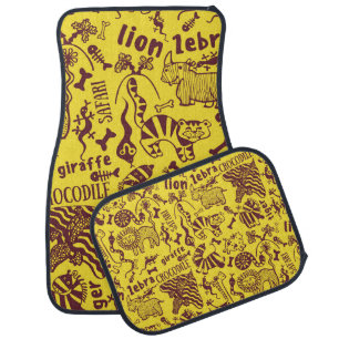 African Animals: Cultural Seamless Pattern. Car Floor Mat