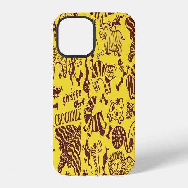 African Animals: Cultural Seamless Pattern. Iphone Case (Back)