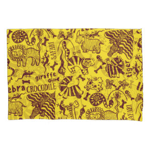 African Animals: Cultural Seamless Pattern. Pillow Case