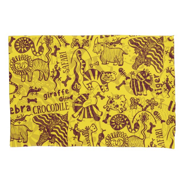 African Animals: Cultural Seamless Pattern. Pillow Case (Front)