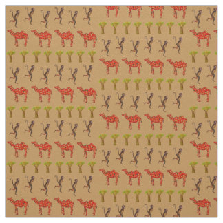 African Animals Cute Illustration Fabric