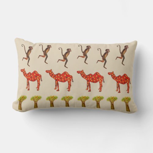 African Animals Cute Illustration  Lumbar Cushion