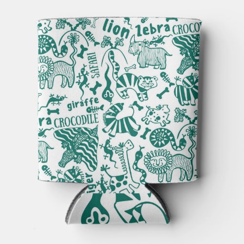 African animals diverse seamless pattern can cooler
