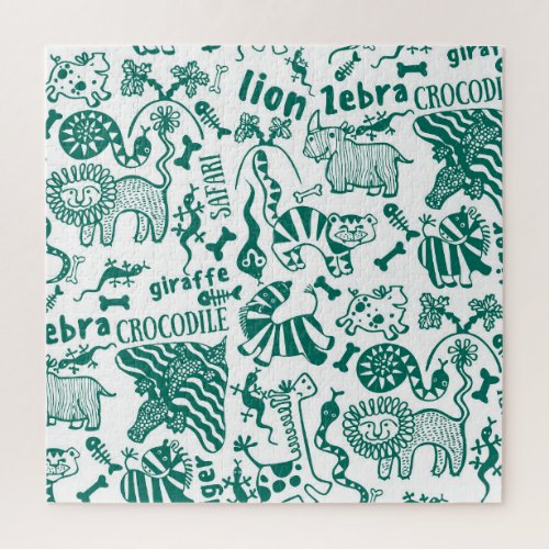 African animals diverse seamless pattern jigsaw puzzle