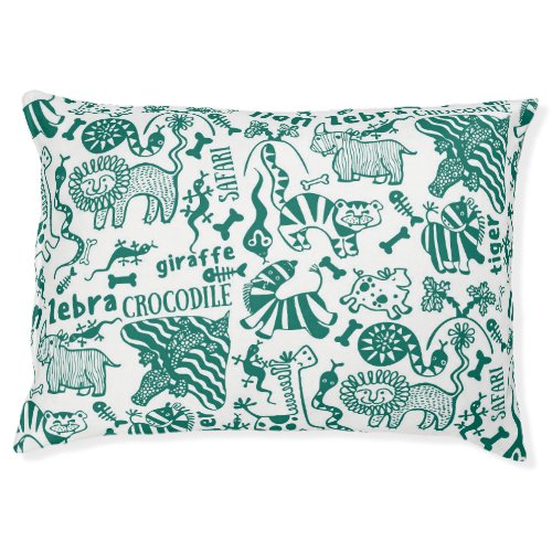 African animals diverse seamless pattern pet bed