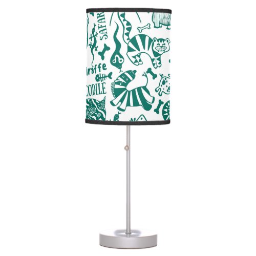 African animals diverse seamless pattern table lamp
