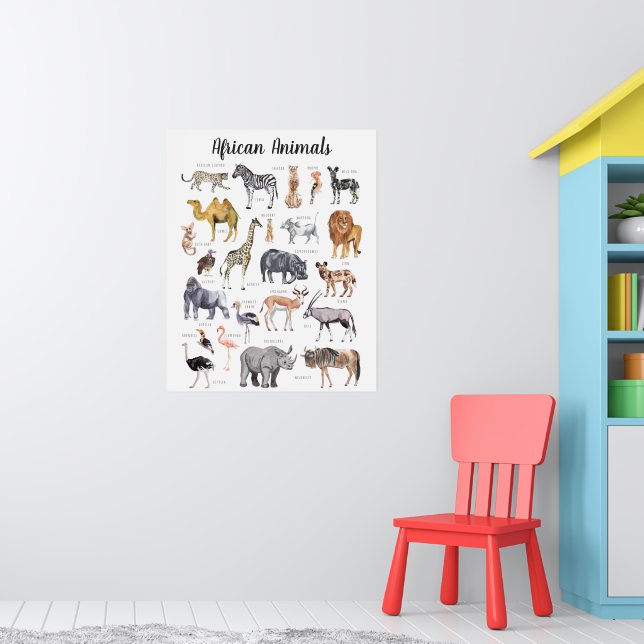 African Animals | Education Learning Classroom Poster (Nursery 1)