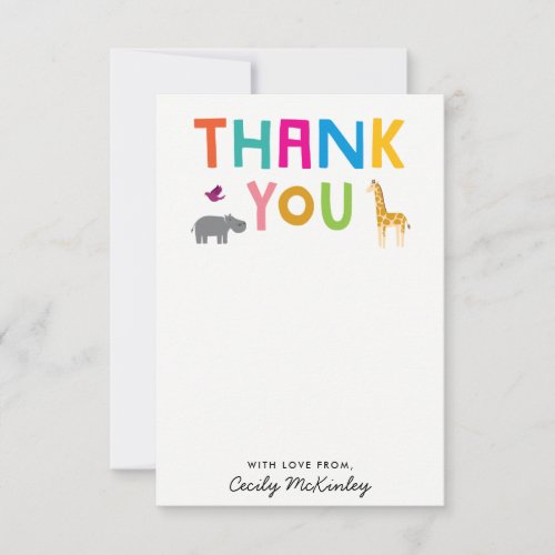 African Animals Flat Thank You Note Card