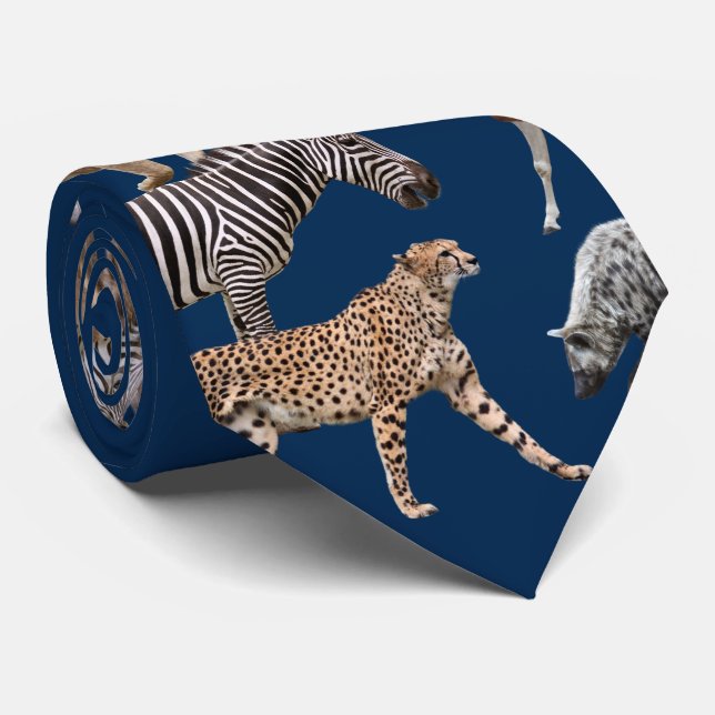 African Animals Neck Tie (Rolled)
