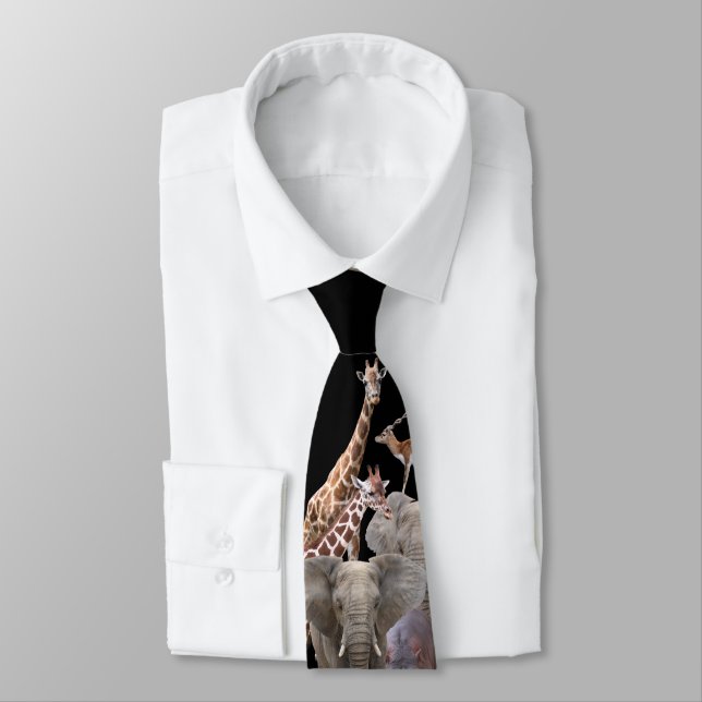 African Animals Neck Tie (Tied)