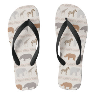 African animals pattern 1 flip flops