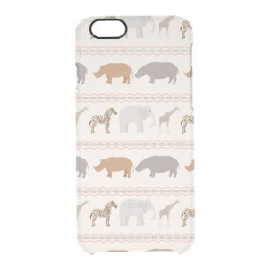African animals pattern 1 clear iPhone 6/6S case