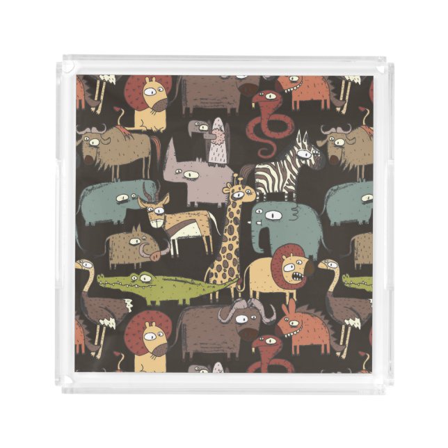 African Animals Pattern Acrylic Tray (Front)