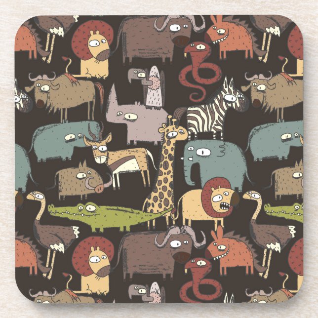 African Animals Pattern Beverage Coaster (Front)