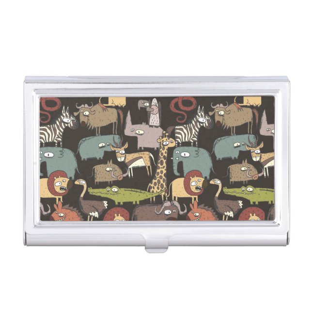 African Animals Pattern Business Card Holder (Front)