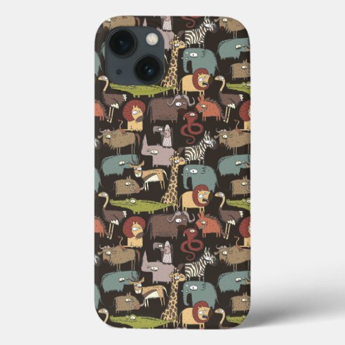 African Animals Pattern iPhone 13 Case