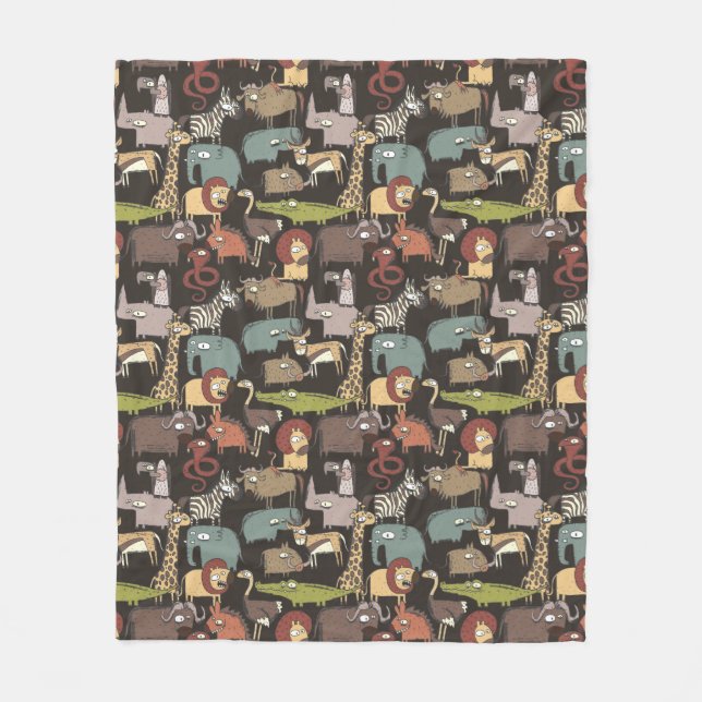 African Animals Pattern Fleece Blanket (Front)