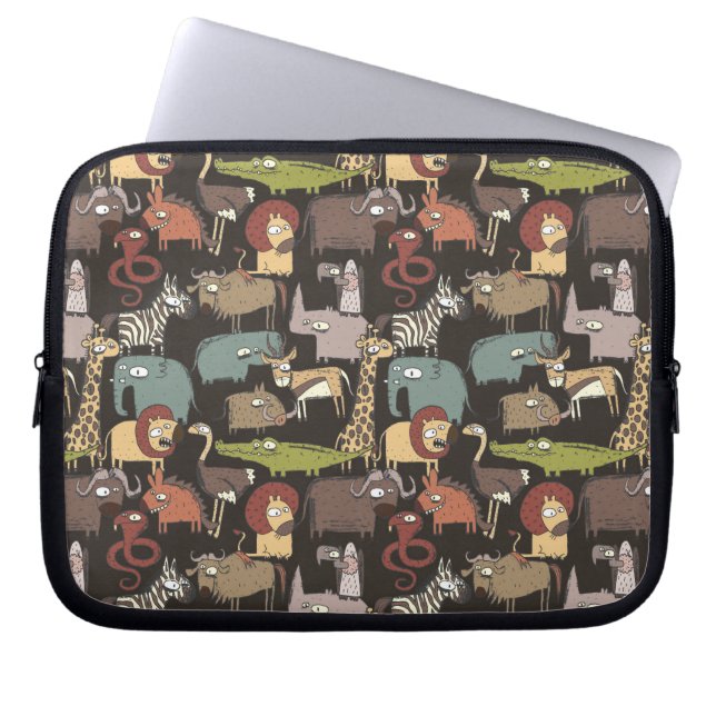 African Animals Pattern Laptop Sleeve (Front)