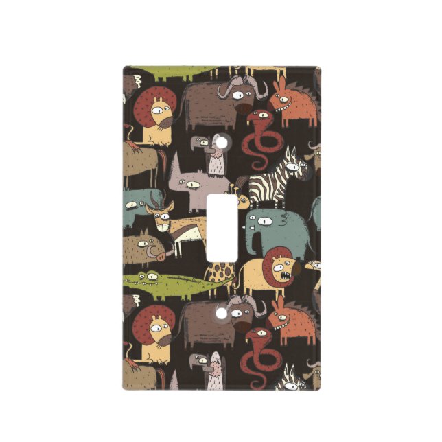 African Animals Pattern Light Switch Cover (Front)