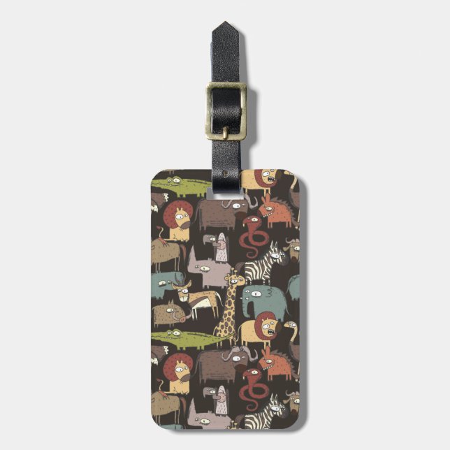 African Animals Pattern Luggage Tag (Front Vertical)