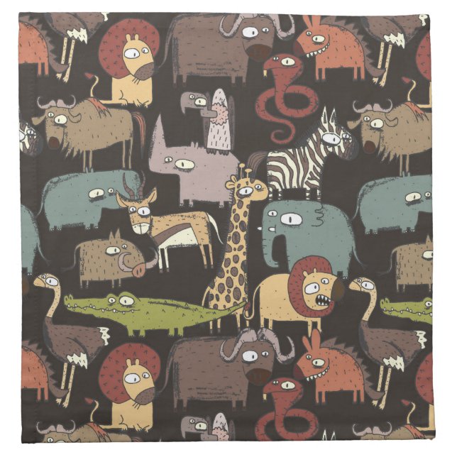 African Animals Pattern Napkin (Front)