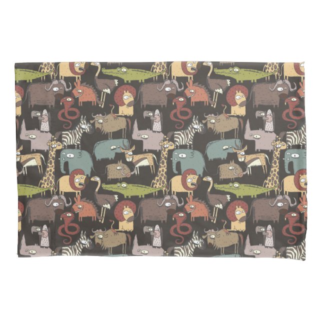 African Animals Pattern Pillow Case (Front-Left)
