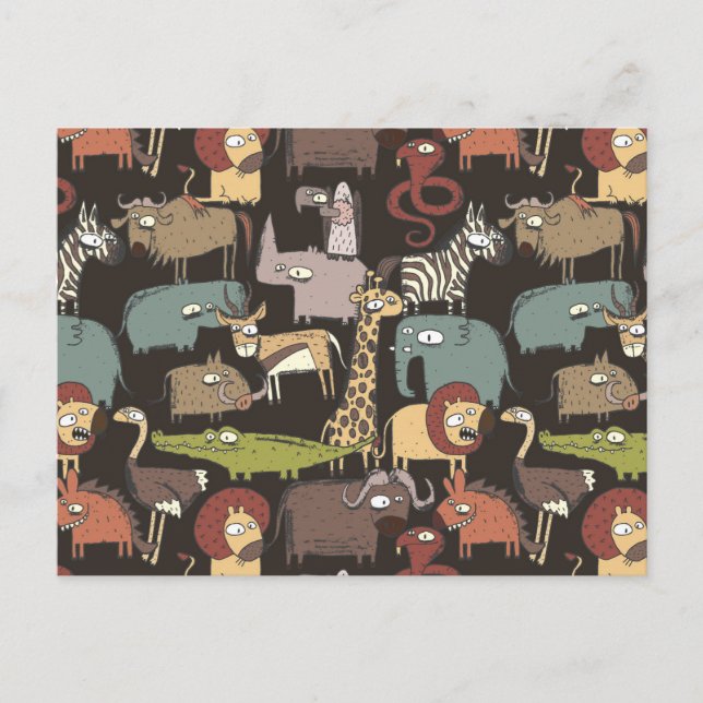 African Animals Pattern Postcard (Front)
