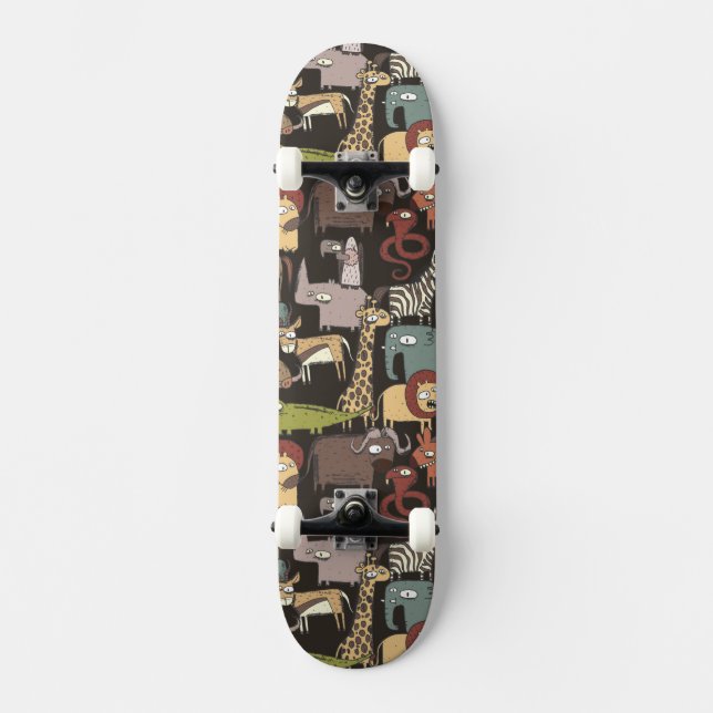 African Animals Pattern Skateboard Deck (Front)
