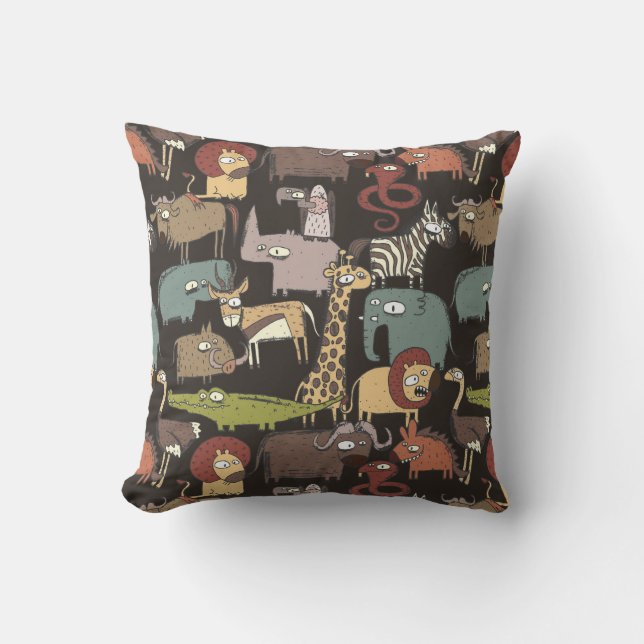 African Animals Pattern Throw Pillow (Front)
