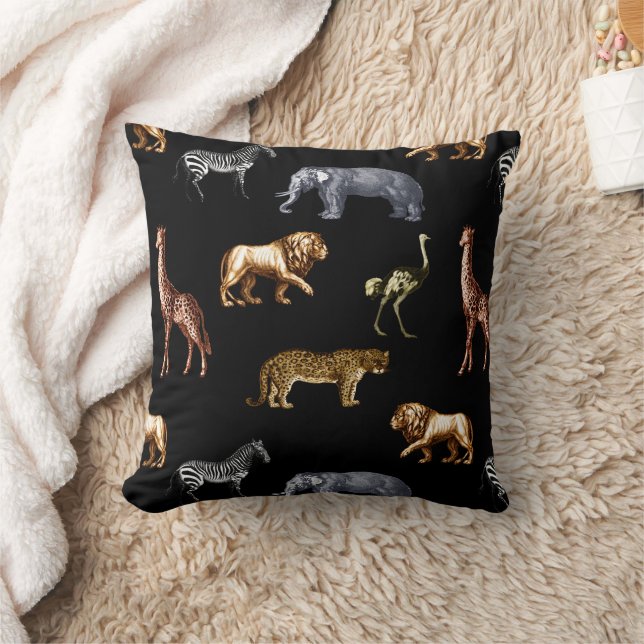 African Animals Throw Pillow (Blanket)
