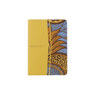 African Ankara Blue Floral Passport Holder