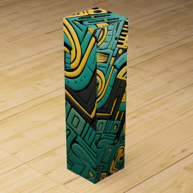 African Ankara Emerald Matrix Wine Box (Front)