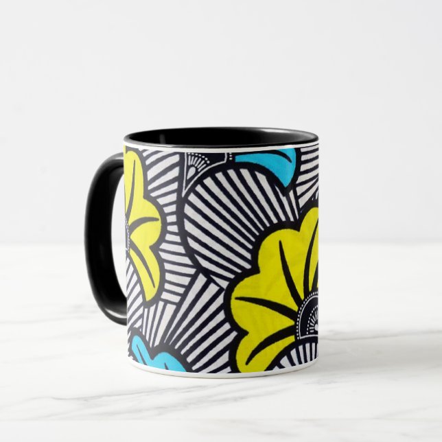 African Ankara Fabric Pattern Mug (Front Left)