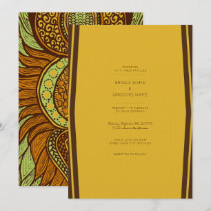 African Ankara Green Gold Floral Wedding Invite