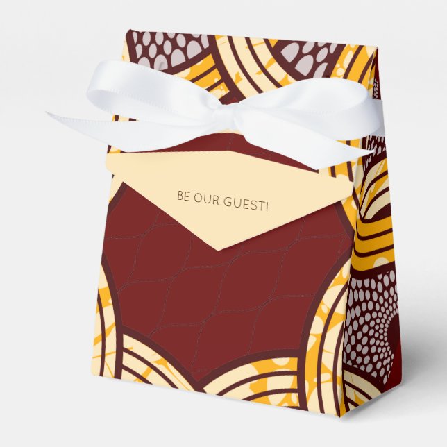 African Ankara Kitenge Gold Floral Favor Boxes (Front Side)