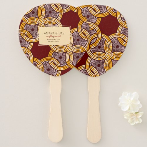 African Ankara Kitenge Gold Floral Hand Fans