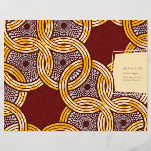 African Ankara Kitenge Gold Floral Program Cover
