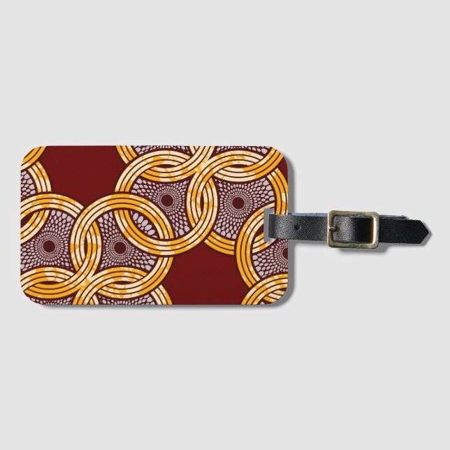 African Ankara Kitenge Gold Luggage Luggage Tag (Front Horizontal)