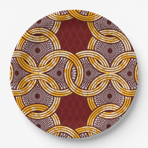 African Ankara Kitenge Gold Paper Plates