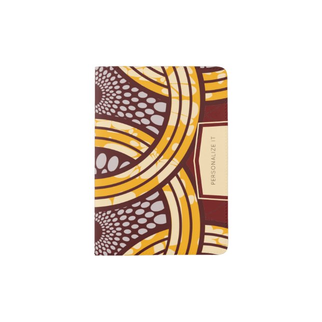 African Ankara Kitenge Gold Passport Holder (Front)